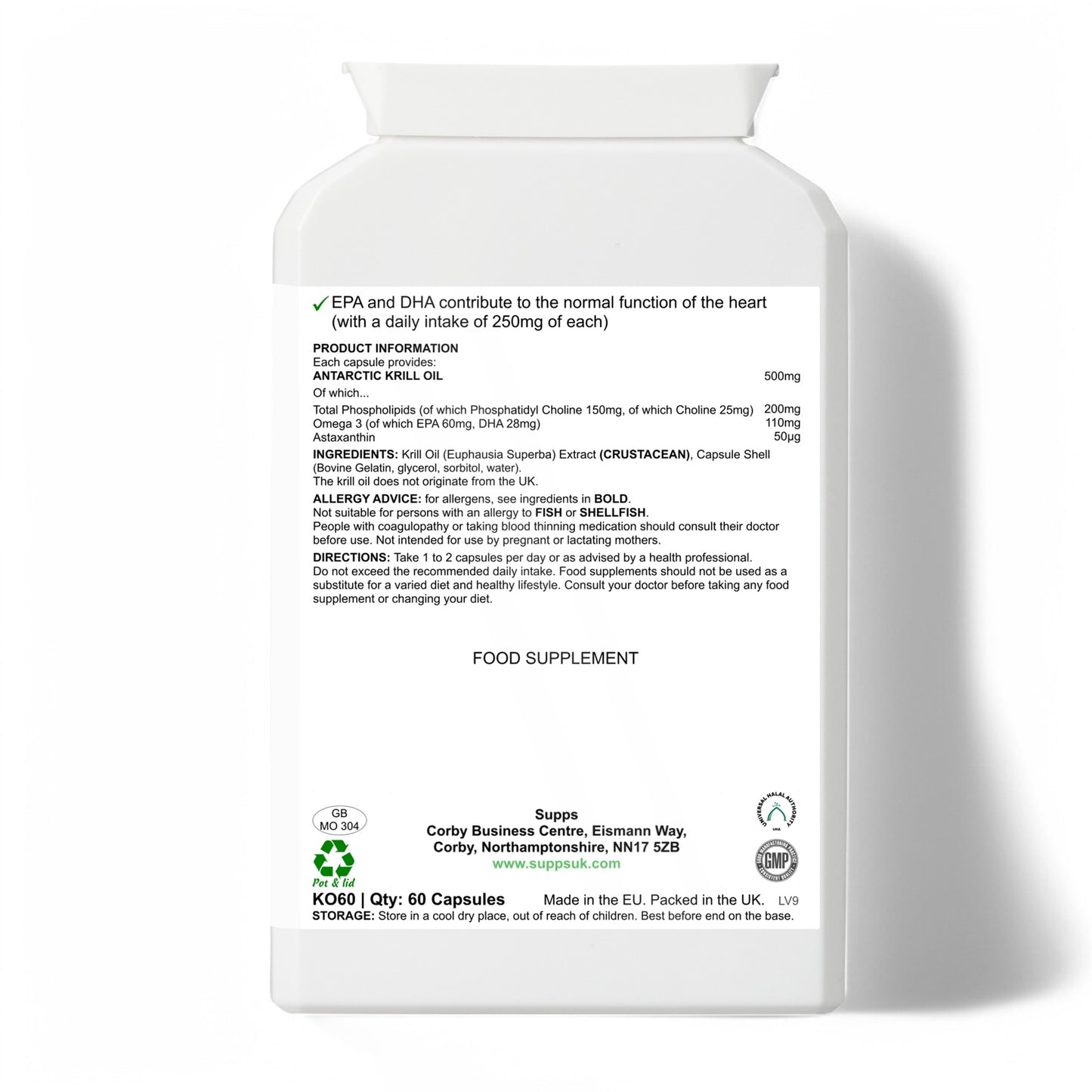 Krill Oil Omega 3 - Antarctic Krill oil capsules - 500mg