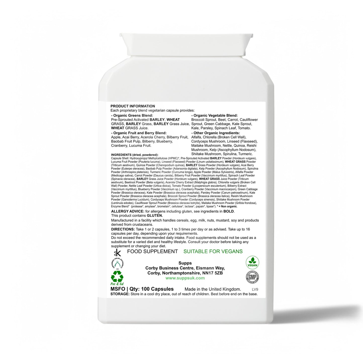 Organic Vegan Superblend Supplement