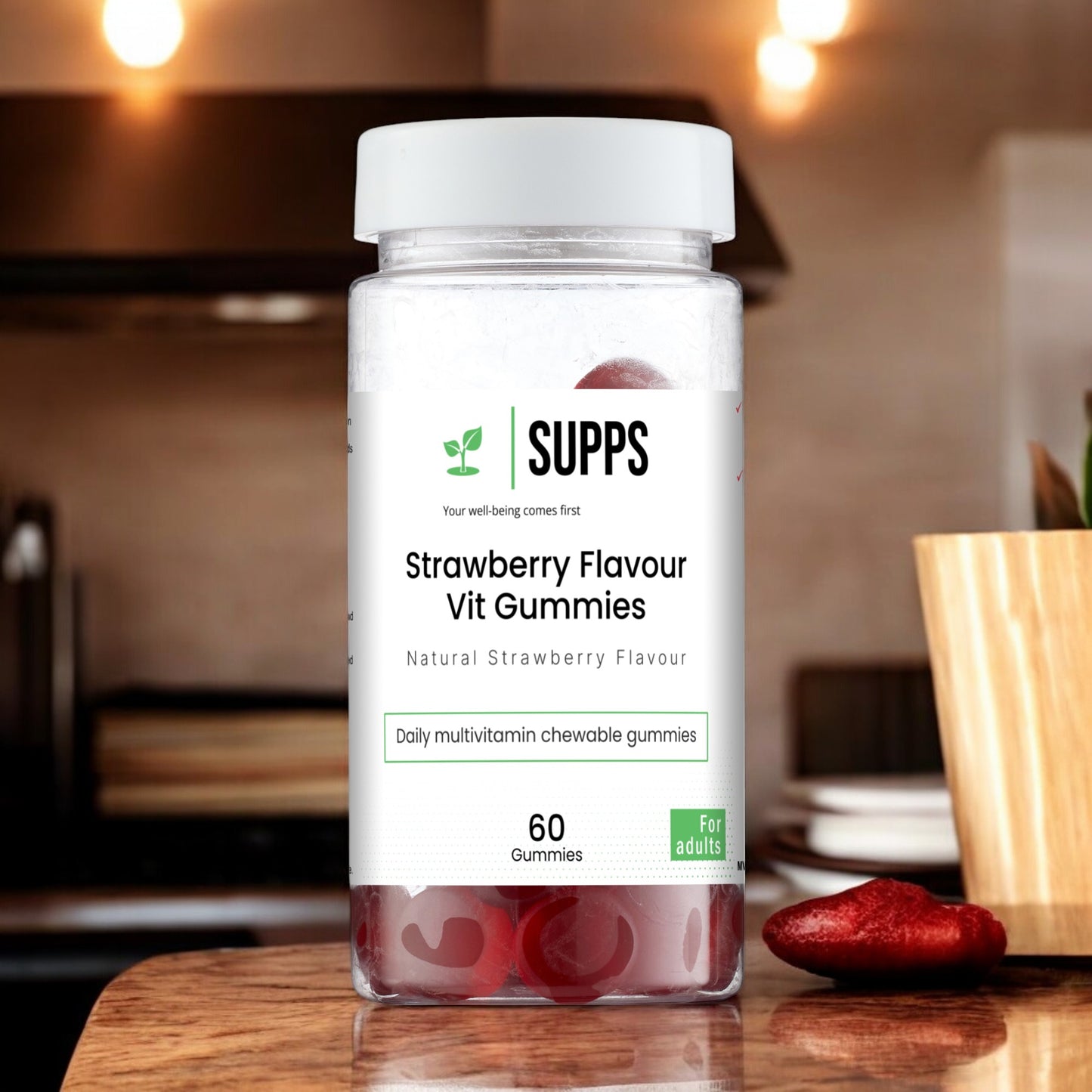 Strawberry Flavour Vit Gummies With B12 And B6 for Energy