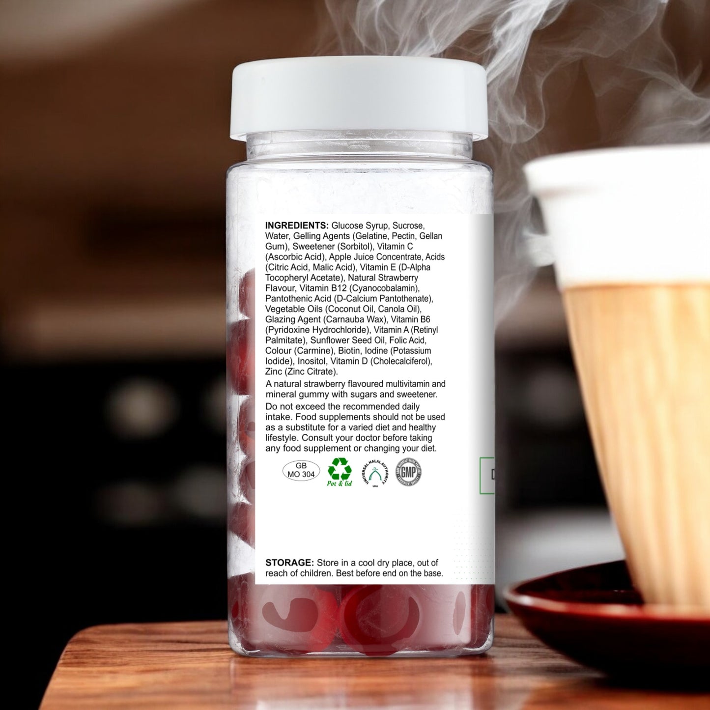 Strawberry Flavour Vit Gummies With B12 And B6 for Energy