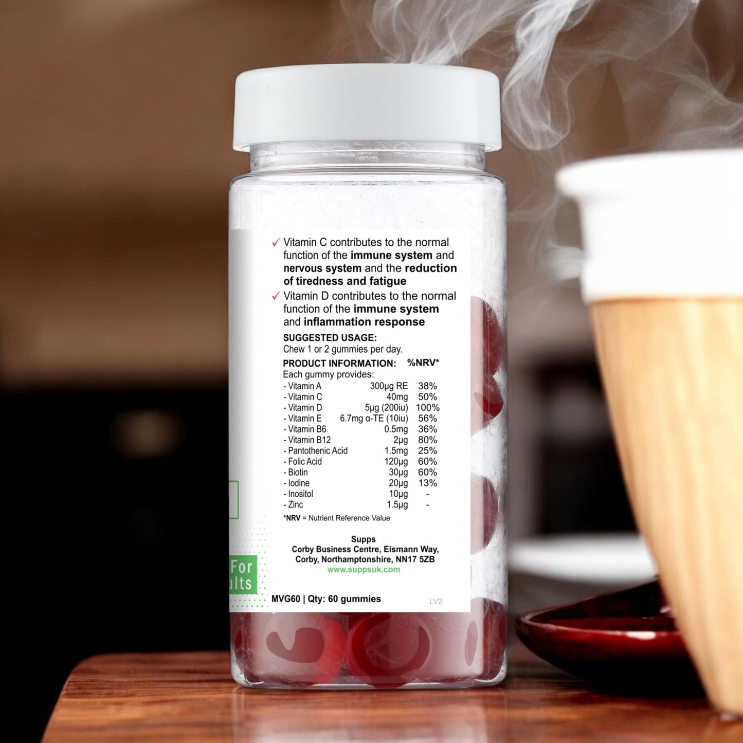 Strawberry Flavour Vit Gummies With B12 And B6 for Energy